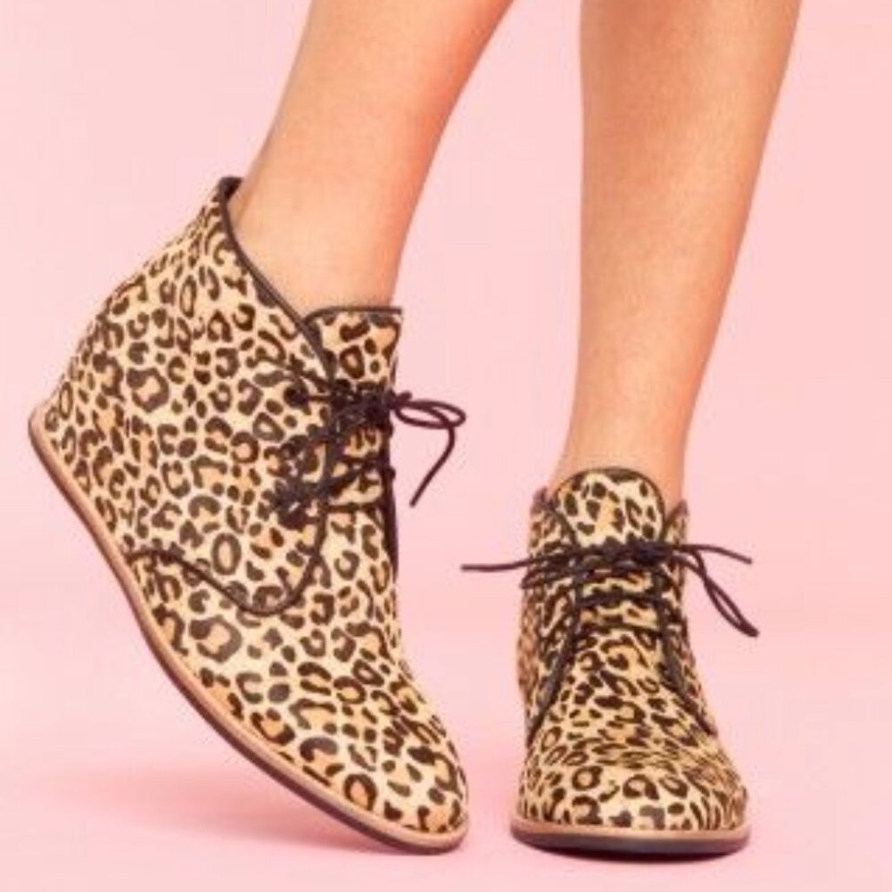 Matiko Sharon Leopard Animal Print Brogue Lace Up Oxford Platform Boots 6